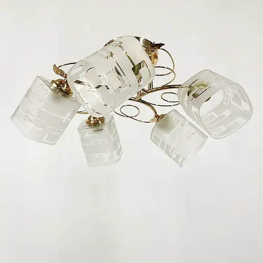 Люстра в золотому корпусі на 5 квадратних плафонів | Line F | Арт. 6671/5 B GD - фото 1