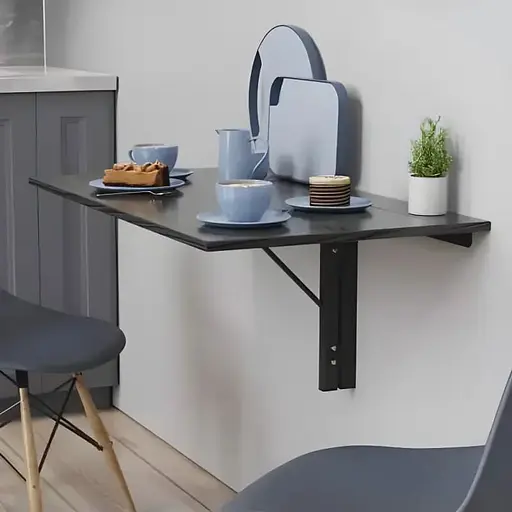 Обідній стіл-трансформер Ніка настінний Ferrum-decor 420x900x500 Чорний метал ДСП Сосна Кембра 16 мм (FRD-105166)