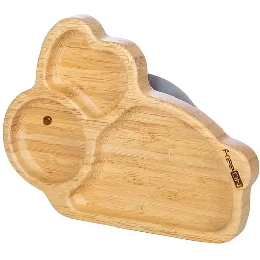 Бамбуковая тарелка Банни FreeON с силиконовой присоской