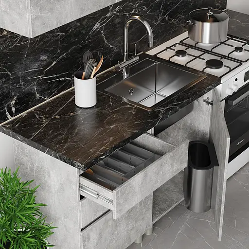 Кухня модульная MebelStar Нео 1,6 м Бетон (MBS-4209) - фото 2