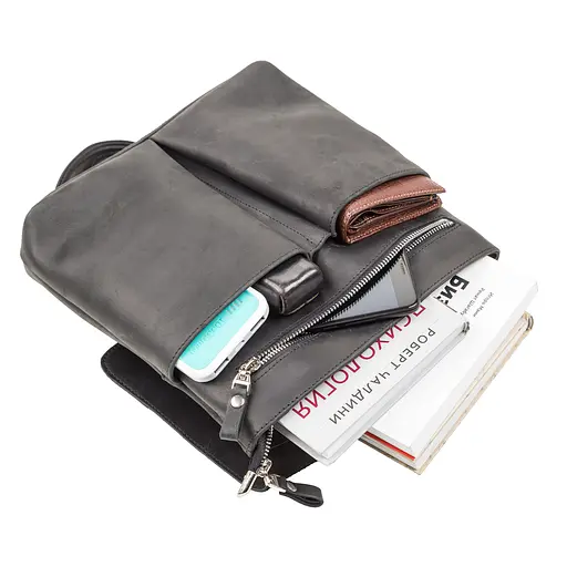 Кожаная сумка мужская SHVIGEL 25,5х23х4,5 см sum0013928 - фото 3