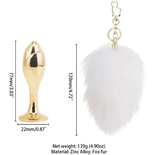 Металлическая анальная пробка Кроличьи хвост Lockink Sevanda White Bunny-Tail Anal Rose-shape Plug - фото 7