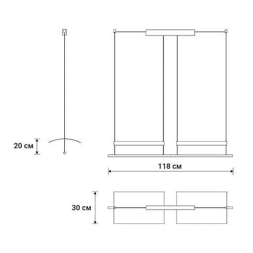 Підвісний світильник-репліка з подвійним корпусом 118х20х30 см | Арт. AA262/2- 1180*300 | Line F - фото 3