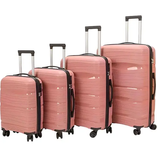 Набір валіз 4в1 ABS-пластик з кодовим замком і телескопічною ручкою рожевий (PP002)
