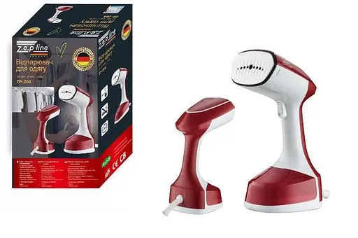 Вертикальний ручний відпарювач 0.2л парова праска для прасування одягу 2200Вт Zepline ZP-204 Біло-червоний - фото 10