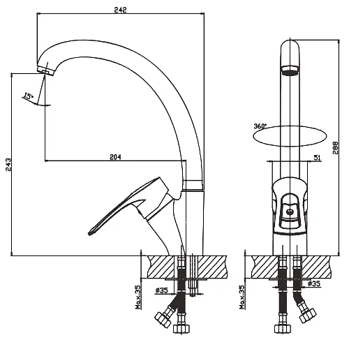 Змішувач для кухні Haiba GERMES 011 (HB0766) - фото 2