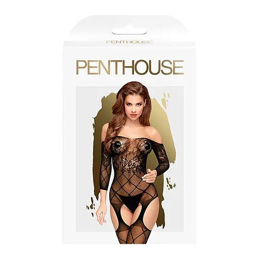 Бодистокинг с флористическо-геометрическим орнаментом Penthouse - Top-Notch Black S/M/L - фото 3
