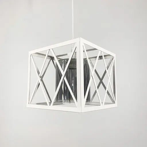 Підвісний світильник у геометричному білому каркасі Line.F Колір плафона Графітовий - фото 1