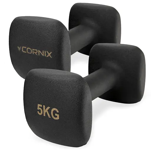 Гантелі вінілові Cornix Square 2 x 5 кг XR-0410 Black - фото 1