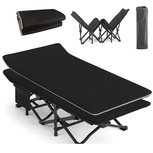 Туристична похідна розкладачка Leobro з Mesh-матрацом Black (LB-CC-L1-BLK) - фото 1