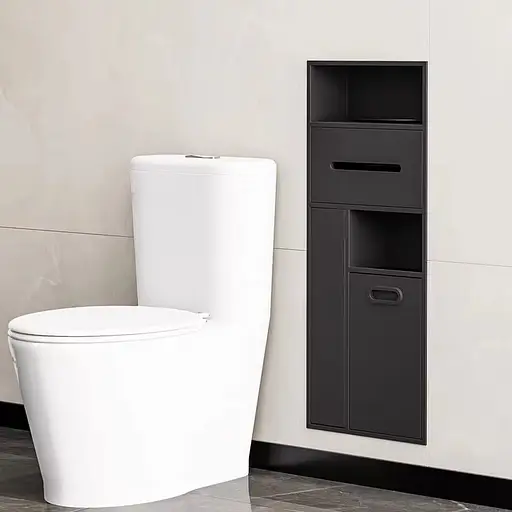 Полка в туалет Nett TBP-70, металлическая встроенная Черный - фото 2