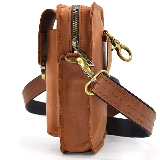 Кожаная мужская сумка на пояс TARWA 20х13.5х5 см sum0025979 - фото 10