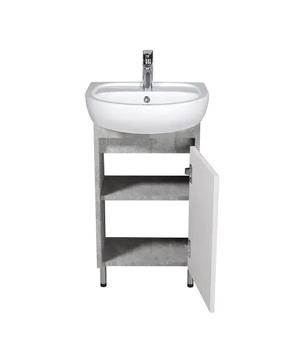 Тумба Мойдодир Nice Loft 50 з умивальником Solo 50 бетон з білим Білий - фото 4