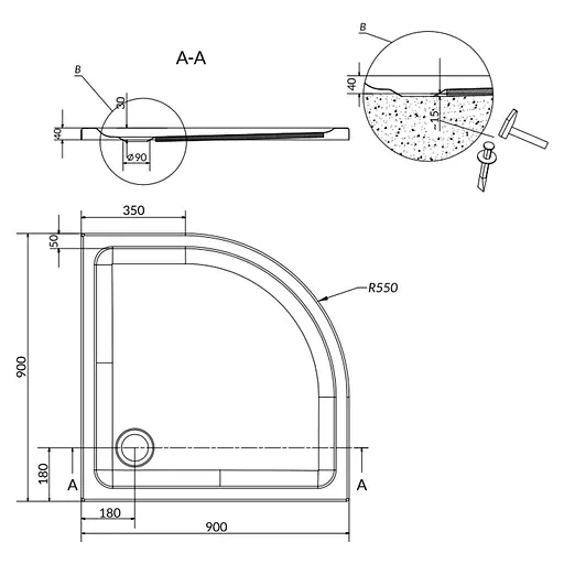 Душовий піддон Cersanit Tako 90x90 S204-002 - фото 2