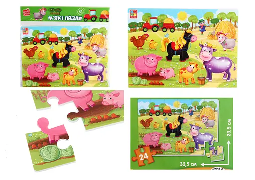 Игра развивающая Vladi Toys мягкие пазлы А4 Малыш сможет Ферма (укр)