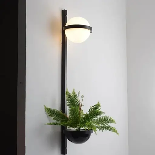 Бра у чорному видовженому корпусі із плафоном та підставкою 60х17 см Line F Арт. WB30/600 BK - фото 3