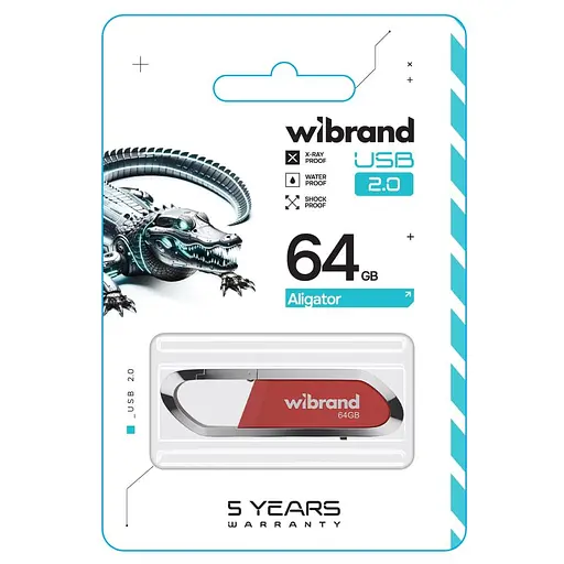 Флеш-накопитель Wibrand USB 2.0 Aligator 64Gb Dark Красный - фото 2