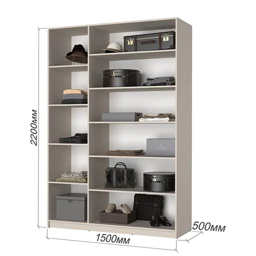 Шкаф 3-дверный MebelStar Оскар ДСП BG, 4 дополнительных полки 150x52x220 см Дуб ристрето (MBS-4644) - фото 3