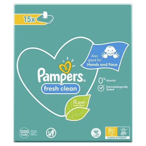 Уцінка. Набір дитячих вологих серветок Pampers Baby Fresh Clean, 1200 шт. (15 упаковок по 80 шт.) - фото 6