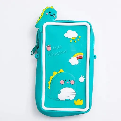 Сумочка-футляр для телефону Luck Dinosaur силіконова на блискавці 17х10х3 см бірюзовий  55-20GR - фото 2