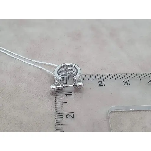 Серебряная серьга кольцо для пирсинга хеликса Ирий со штангой. 40081ШТ - фото 7