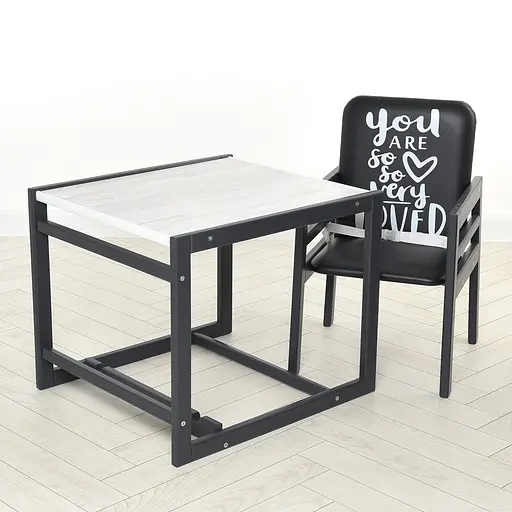 Стульчик для кормления Ommi Graphite Аляска 2 в 1 из натуральных материалов, с подножкой, до 25 кг - фото 2