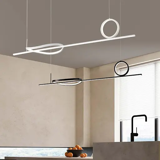 Видовжена підвісна люстра у білому каркасі 120 см | Line F | Арт. SG30-1200L WT - фото 1