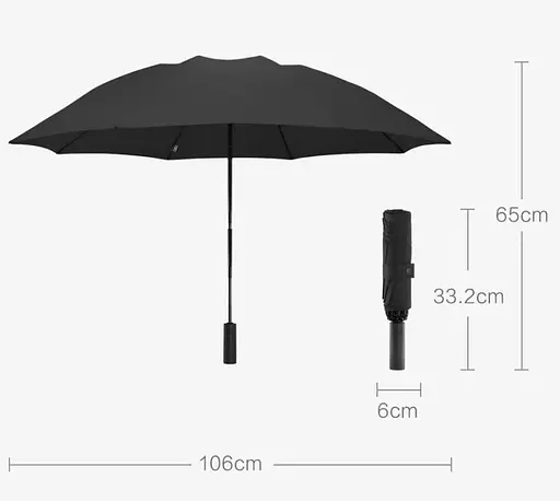 Зонт складной автоматический с фонариком Xiaomi RunMi 90 Points (90-LED) Black (90COTNT2008U-BKOO-OS) - фото 2