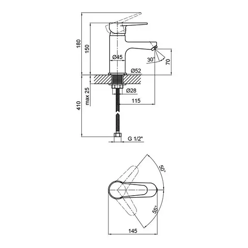 Змішувач для раковини Lidz (BLA)-14 43 001F Чорний матовий - фото 2