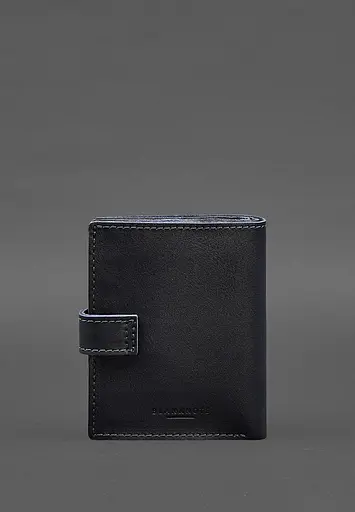 Кожаная обложка-портмоне на паспорт с гербом Украины 25.0 темно-синяя - фото 6