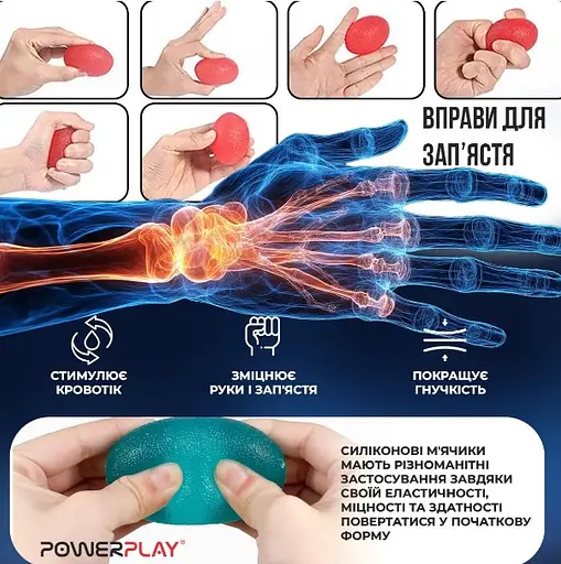 Набір силіконових еспандерів-яйце PowerPlay PP-4340 Power Grip Set (набір 3 шт.) (PP_4340) - фото 8
