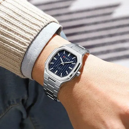 Часы мужские наручные Curren Quadro (Серебристые) - фото 4