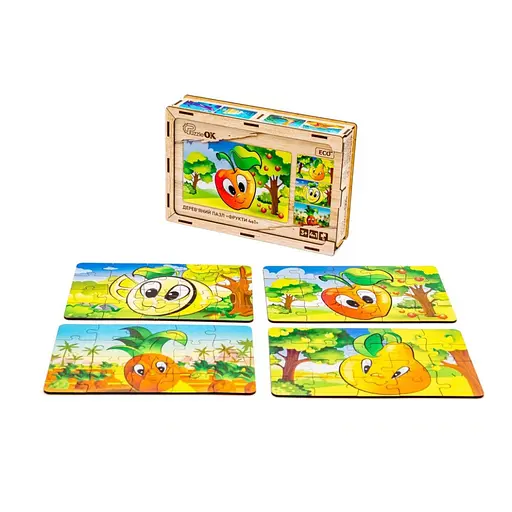 Детский деревянный пазл Фрукты 4 в 1 Puz-84681, 80 элементов - фото 2