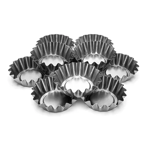 Формочки темные стальные для выпечки корзинок кексов и тарталеток Ø верх 15.5, низ 10.5, высота 5 см (набор из 10 штук) 88010 - фото 2