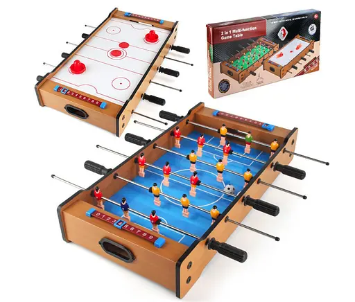 Настольный футбол и аэрохоккей Детская игра 2в1 Мини набор хоккей и футбол дерево/пластик для мальчика - фото 1