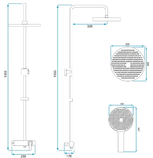 Душова система Rea Rebel brushed gold з виливом REA-P2414, Золотий - фото 2