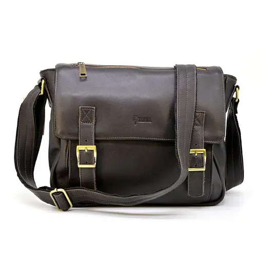 Чоловіча шкіряна сумка через плече з телячої шкіри TARWA 30.5х10х24 см sum0028313 - фото 2
