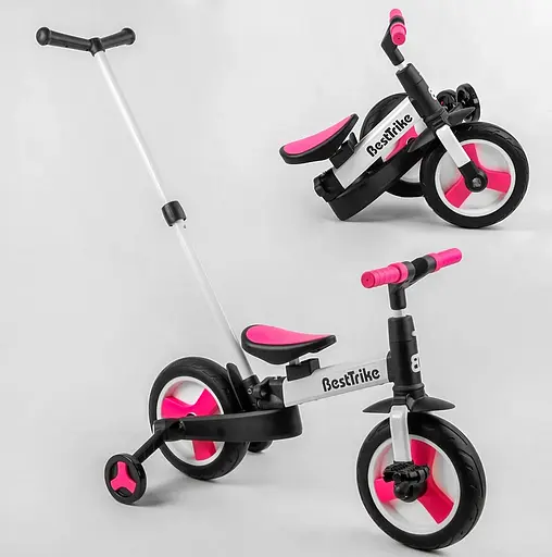 Велосипед-трансформер 55475 Best Trike колеса PU 10’’, родительская ручка, съемные педали, в коробке (6989228360049) - фото 2
