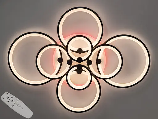 Світлодіодна люстра з пультом, диммером, підсвіткою, 175W, чорна - фото 1