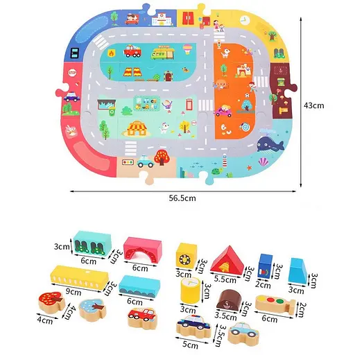 Деревянный конструктор Город Bambi C 75545 12 пазлов 88 деталей - фото 4