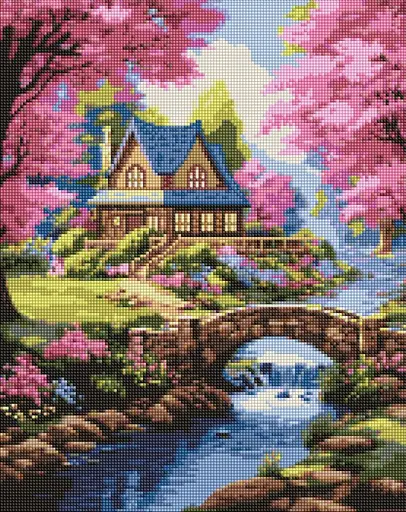 Набор с алмазной мозаикой Домик в цветах AMO7950, 40x50 см