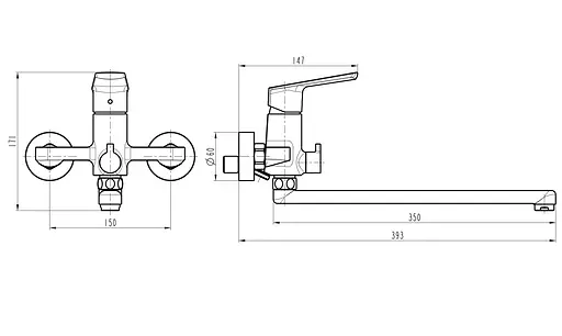 Змішувач для ванни Topaz Lexi TL21208-H57-0 Хром - фото 5
