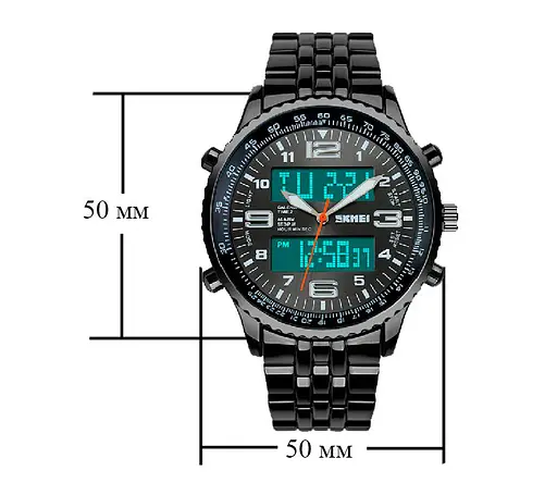 Мужские классические часы Skmei 1032 со стальным ремешком (Черные) - фото 10