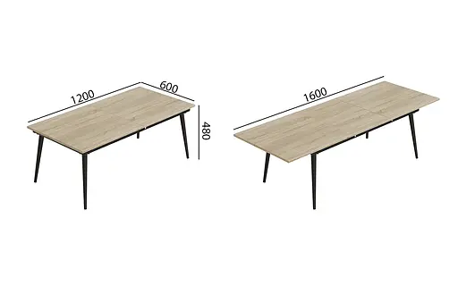 Стіл журнальний трансформер Dandi Small Ferrum-decor 45x120(160)x60 Чорний метал ДСП Дуб Сонома 16 мм (FRD-106788) - фото 8