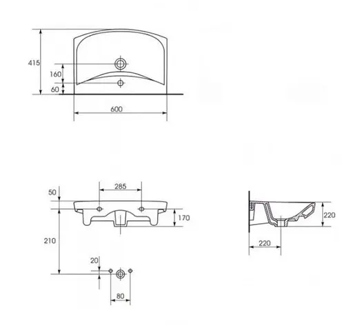 Умивальник меблевий Cersanit Carina 60 см з отвором Білий K31-006 30412 - фото 4
