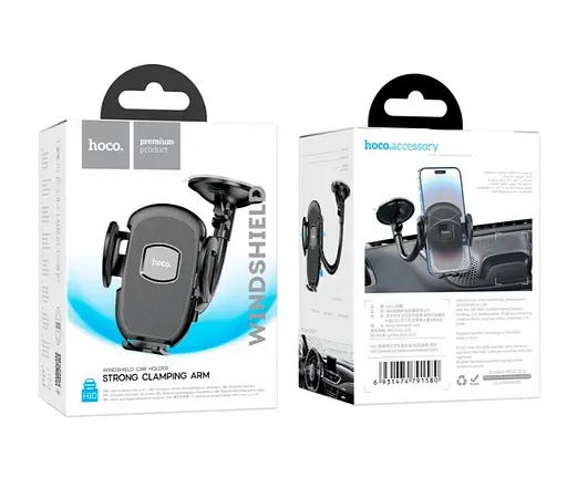 Держатель Hoco H10 General car holder windshield Черный - фото 3