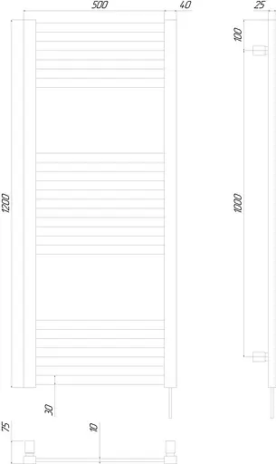 Электрический полотенцесушитель Kosser Герда 1200x500 EL тайм. белый ДГ04ELW, Белый матовый, Левое - фото 5