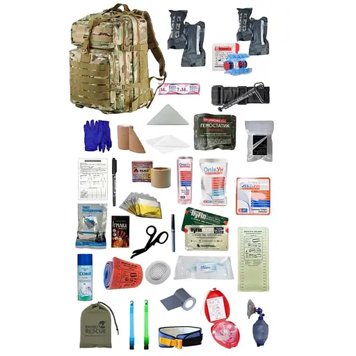 Укомплектованный медицинский тактический рюкзак №3 камуфляж - фото 1