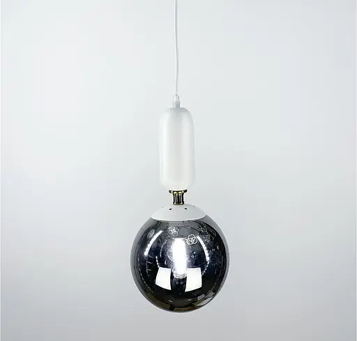 Підвісний світильник в білому корпусі з об‘ємним графітовим плафоном | Арт. 12015/1 WT+GR | Line F - фото 1