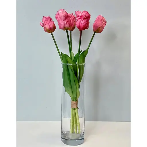 Тюльпани штучні Hvoya латексні махрові букет 5 квіток рожеві - фото 3